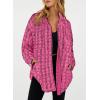 imageSHEWIN Women 2024 Long Sleeve Button Down Shackets Fashion Plaid Pocket Shirts JacketRose Red
