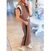 imageSHEWIN Womens 2 Piece Lounge Sets Casual Short Sleeve Pullover Tops Matching Wide Leg Pants Tracksuit SetB Khaki