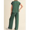 imageSHEWIN Womens 2 Piece Outfits Lounge Sets Casual Cap Sleeve Pullover Tops Matching Drawstring Wide Leg Pants Tracksuit SetBlackish Green