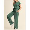 imageSHEWIN Womens 2 Piece Outfits Lounge Sets Casual Cap Sleeve Pullover Tops Matching Drawstring Wide Leg Pants Tracksuit SetBlackish Green