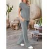 imageSHEWIN Womens 2 Piece Outfits Lounge Sets Casual Cap Sleeve Pullover Tops Matching Drawstring Wide Leg Pants Tracksuit SetMedium Grey