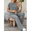 imageSHEWIN Womens 2 Piece Outfits Lounge Sets Casual Cap Sleeve Pullover Tops Matching Drawstring Wide Leg Pants Tracksuit SetMedium Grey
