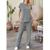imageSHEWIN Womens 2 Piece Outfits Lounge Sets Casual Cap Sleeve Pullover Tops Matching Drawstring Wide Leg Pants Tracksuit SetMedium Grey