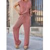 imageSHEWIN Womens 2 Piece Outfits Lounge Sets Casual Cap Sleeve Pullover Tops Matching Drawstring Wide Leg Pants Tracksuit SetMineral Red