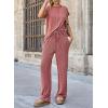 imageSHEWIN Womens 2 Piece Outfits Lounge Sets Casual Cap Sleeve Pullover Tops Matching Drawstring Wide Leg Pants Tracksuit SetMineral Red