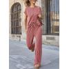 imageSHEWIN Womens 2 Piece Outfits Lounge Sets Casual Cap Sleeve Pullover Tops Matching Drawstring Wide Leg Pants Tracksuit SetMineral Red