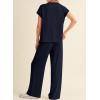 imageSHEWIN Womens 2 Piece Outfits Lounge Sets Casual Cap Sleeve Pullover Tops Matching Drawstring Wide Leg Pants Tracksuit SetNavy Blue