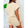 imageSHEWIN Womens 2 Piece Outfits Lounge Sets Casual Short Sleeve Shirts Shorts Cozy Pajamas Sweatsuit SetB Apricot