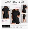 imageSHEWIN Womens 2 Piece Outfits Lounge Sets Casual Short Sleeve Shirts Shorts Cozy Pajamas Sweatsuit SetB Black