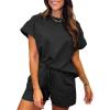 imageSHEWIN Womens 2 Piece Outfits Lounge Sets Casual Short Sleeve Shirts Shorts Cozy Pajamas Sweatsuit SetB Black