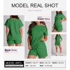 imageSHEWIN Womens 2 Piece Outfits Lounge Sets Casual Short Sleeve Shirts Shorts Cozy Pajamas Sweatsuit SetB Dark Green