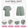 imageSHEWIN Womens 2 Piece Outfits Lounge Sets Casual Short Sleeve Shirts Shorts Cozy Pajamas Sweatsuit SetB Grass Green