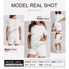 imageSHEWIN Womens 2 Piece Outfits Lounge Sets Casual Short Sleeve Shirts Shorts Cozy Pajamas Sweatsuit SetB White