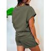 imageSHEWIN Womens 2 Piece Outfits Lounge Sets Casual Short Sleeve Shirts Shorts Cozy Pajamas Sweatsuit SetC Army Green