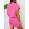 imageSHEWIN Womens 2 Piece Outfits Lounge Sets Casual Short Sleeve Shirts Shorts Cozy Pajamas Sweatsuit SetC Pink