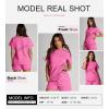 imageSHEWIN Womens 2 Piece Outfits Lounge Sets Casual Short Sleeve Shirts Shorts Cozy Pajamas Sweatsuit SetC Pink
