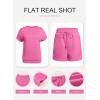 imageSHEWIN Womens 2 Piece Outfits Lounge Sets Casual Short Sleeve Shirts Shorts Cozy Pajamas Sweatsuit SetC Pink