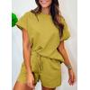 imageSHEWIN Womens 2 Piece Outfits Lounge Sets Casual Short Sleeve Shirts Shorts Cozy Pajamas Sweatsuit SetC Yellow