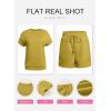 imageSHEWIN Womens 2 Piece Outfits Lounge Sets Casual Short Sleeve Shirts Shorts Cozy Pajamas Sweatsuit SetC Yellow
