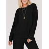 imageSHEWIN Womens 2 Piece Outfits Waffle Knit Lounge Sets Casual Long Sleeve Pullover Drawstring Jogger Pants Tracksuit SetBlack