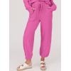 imageSHEWIN Womens 2 Piece Outfits Waffle Knit Lounge Sets Casual Long Sleeve Pullover Drawstring Jogger Pants Tracksuit SetBright Pink