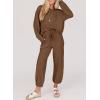 imageSHEWIN Womens 2 Piece Outfits Waffle Knit Lounge Sets Casual Long Sleeve Pullover Drawstring Jogger Pants Tracksuit SetBrown