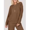 imageSHEWIN Womens 2 Piece Outfits Waffle Knit Lounge Sets Casual Long Sleeve Pullover Drawstring Jogger Pants Tracksuit SetBrown