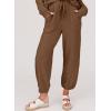 imageSHEWIN Womens 2 Piece Outfits Waffle Knit Lounge Sets Casual Long Sleeve Pullover Drawstring Jogger Pants Tracksuit SetBrown