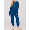 imageSHEWIN Womens 2 Piece Outfits Waffle Knit Lounge Sets Casual Long Sleeve Pullover Drawstring Jogger Pants Tracksuit SetDark Blue