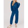 imageSHEWIN Womens 2 Piece Outfits Waffle Knit Lounge Sets Casual Long Sleeve Pullover Drawstring Jogger Pants Tracksuit SetDark Blue