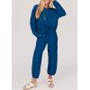 imageSHEWIN Womens 2 Piece Outfits Waffle Knit Lounge Sets Casual Long Sleeve Pullover Drawstring Jogger Pants Tracksuit SetDark Blue