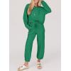 imageSHEWIN Womens 2 Piece Outfits Waffle Knit Lounge Sets Casual Long Sleeve Pullover Drawstring Jogger Pants Tracksuit SetDark Green