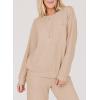imageSHEWIN Womens 2 Piece Outfits Waffle Knit Lounge Sets Casual Long Sleeve Pullover Drawstring Jogger Pants Tracksuit SetKhaki
