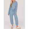 imageSHEWIN Womens 2 Piece Outfits Waffle Knit Lounge Sets Casual Long Sleeve Pullover Drawstring Jogger Pants Tracksuit SetLight Blue