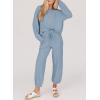 imageSHEWIN Womens 2 Piece Outfits Waffle Knit Lounge Sets Casual Long Sleeve Pullover Drawstring Jogger Pants Tracksuit SetLight Blue