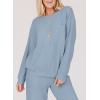 imageSHEWIN Womens 2 Piece Outfits Waffle Knit Lounge Sets Casual Long Sleeve Pullover Drawstring Jogger Pants Tracksuit SetLight Blue