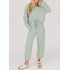 imageSHEWIN Womens 2 Piece Outfits Waffle Knit Lounge Sets Casual Long Sleeve Pullover Drawstring Jogger Pants Tracksuit SetLight Green