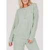 imageSHEWIN Womens 2 Piece Outfits Waffle Knit Lounge Sets Casual Long Sleeve Pullover Drawstring Jogger Pants Tracksuit SetLight Green
