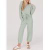 imageSHEWIN Womens 2 Piece Outfits Waffle Knit Lounge Sets Casual Long Sleeve Pullover Drawstring Jogger Pants Tracksuit SetLight Green