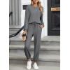 imageSHEWIN Womens 2 Piece Outfits Waffle Knit Lounge Sets Casual Long Sleeve Pullover Drawstring Jogger Pants Tracksuit SetLight Grey