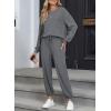 imageSHEWIN Womens 2 Piece Outfits Waffle Knit Lounge Sets Casual Long Sleeve Pullover Drawstring Jogger Pants Tracksuit SetLight Grey