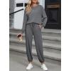 imageSHEWIN Womens 2 Piece Outfits Waffle Knit Lounge Sets Casual Long Sleeve Pullover Drawstring Jogger Pants Tracksuit SetLight Grey