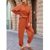imageSHEWIN Womens 2 Piece Outfits Waffle Knit Lounge Sets Casual Long Sleeve Pullover Drawstring Jogger Pants Tracksuit SetOrange