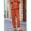 imageSHEWIN Womens 2 Piece Outfits Waffle Knit Lounge Sets Casual Long Sleeve Pullover Drawstring Jogger Pants Tracksuit SetOrange