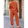 imageSHEWIN Womens 2 Piece Outfits Waffle Knit Lounge Sets Casual Long Sleeve Pullover Drawstring Jogger Pants Tracksuit SetOrange