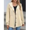 imageSHEWIN Womens Shacket Casual Fall Jackets Hooded Loose Long Sleeve Tops Button Down CoatApricot