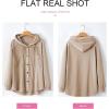 imageSHEWIN Womens Shacket Casual Fall Jackets Hooded Loose Long Sleeve Tops Button Down CoatBeige