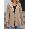 imageSHEWIN Womens Shacket Casual Fall Jackets Hooded Loose Long Sleeve Tops Button Down CoatBeige