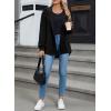imageSHEWIN Womens Shacket Casual Fall Jackets Hooded Loose Long Sleeve Tops Button Down CoatBlack