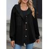 imageSHEWIN Womens Shacket Casual Fall Jackets Hooded Loose Long Sleeve Tops Button Down CoatBlack